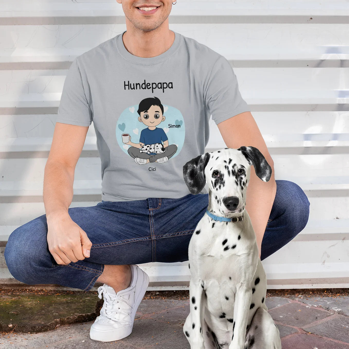 Personalisiertes T-Shirt Haustierpapa "Cartoon-Stil"