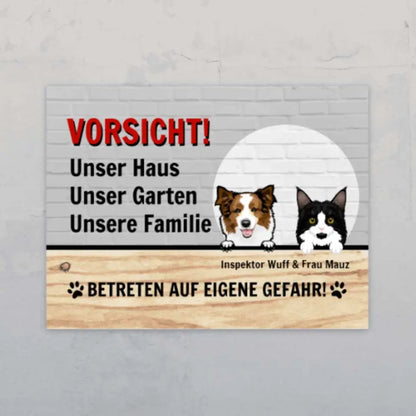 Vorsicht - Individuelles Gartenschild