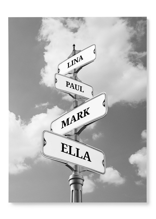 Leinwand ''Vintage Straßenschild für Familien''